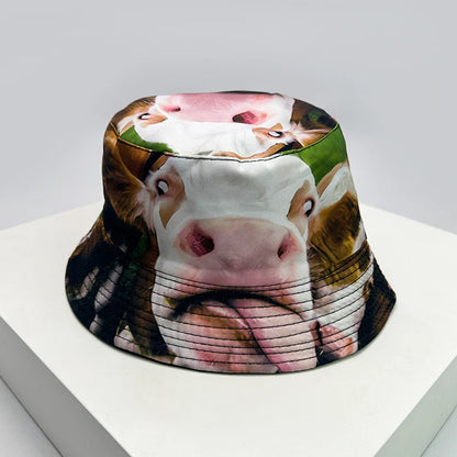 New Unisex Funny Animal Print Cute Bucket Hats