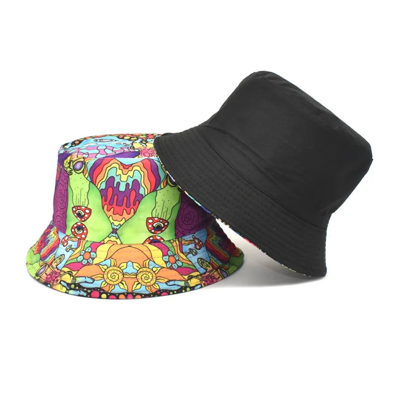 Fashion Floral Print Hip Hop Street Bucket Hat