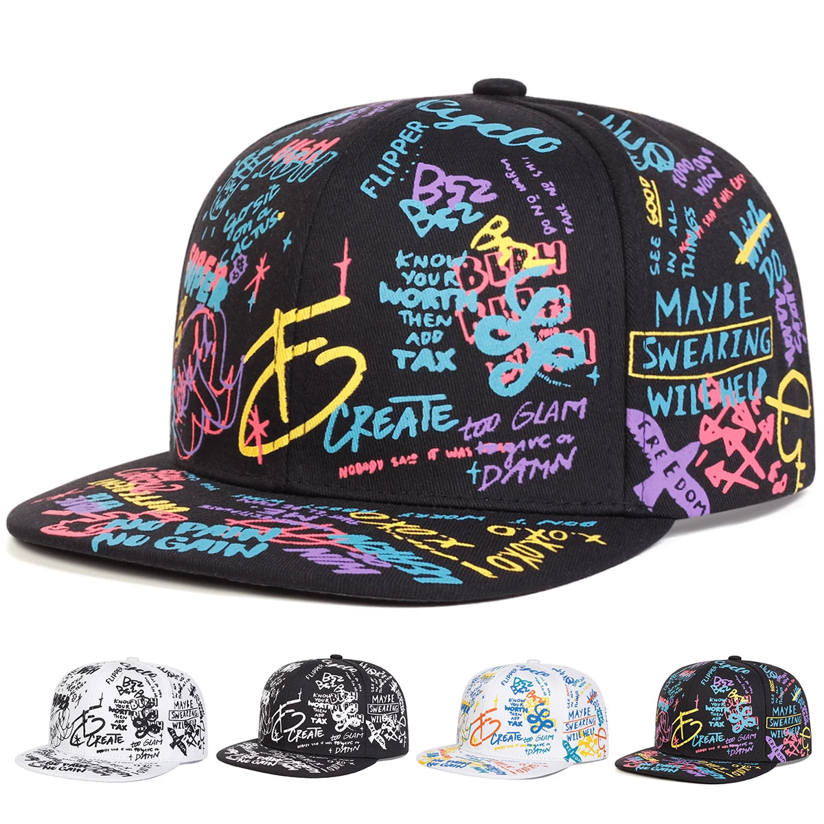 Unisex 88 Letter Graffiti Print Hip-hop Hats Fashion Spring Autumn