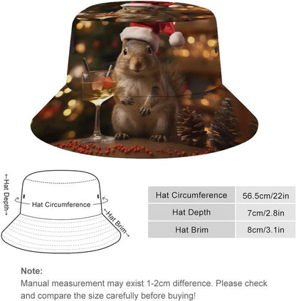 Fishing Hats Christmas Squirrel at Happy Hour Bucket Hat