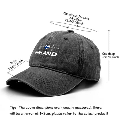 Heart-shaped  Finland Flag Snapback Baseball Cap Distressed Strap