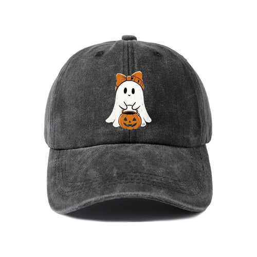 Ghost Girl with Pumpkin Graphic Baseball Cap