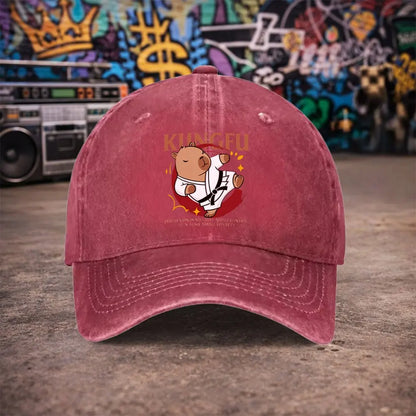 Kung Fu Capybara Washed Baseball Cap