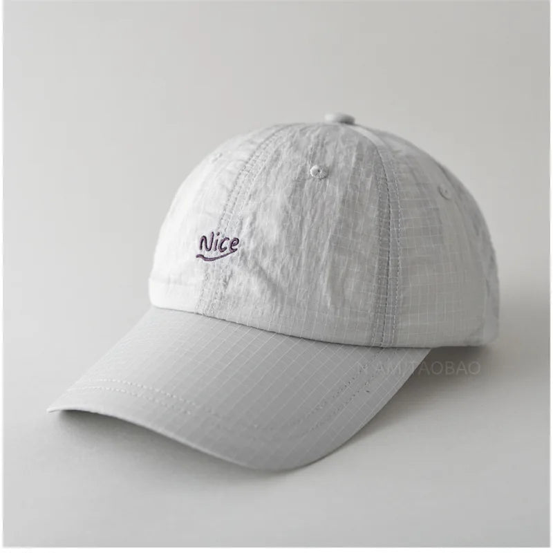 Quick Dry Baseball Cap With Letter Embroidery & Plaid