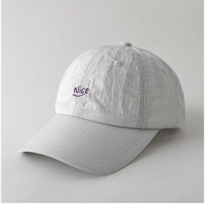 Quick Dry Baseball Cap With Letter Embroidery & Plaid