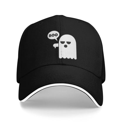 Funny Halloween Booing Ghost Thumbs Down Baseball Cap