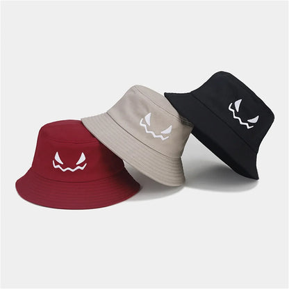 Halloween Pumpkin Embroidery Bucket Hat Double Sides