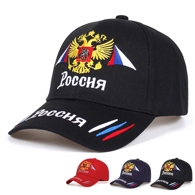 Russian Baseball Cap Cotton Snapback Caps Gold Double-Headed Eagle Embroidery