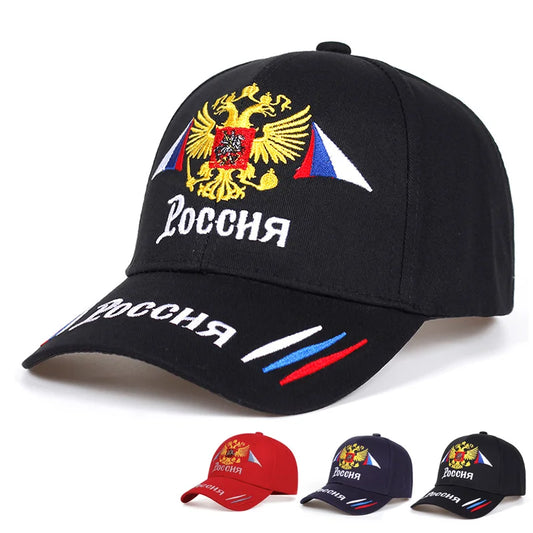 Russian Baseball Cap Cotton Snapback Caps Gold Double-Headed Eagle Embroidery