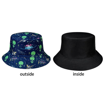 New Cartoon Alien Pattern Fisherman Hat, Stylish Bucket Hat