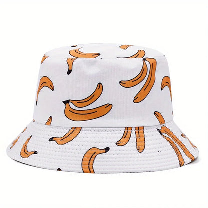 Classic Panama Hat Women Banana Printed Summer Hat Bucket Hat