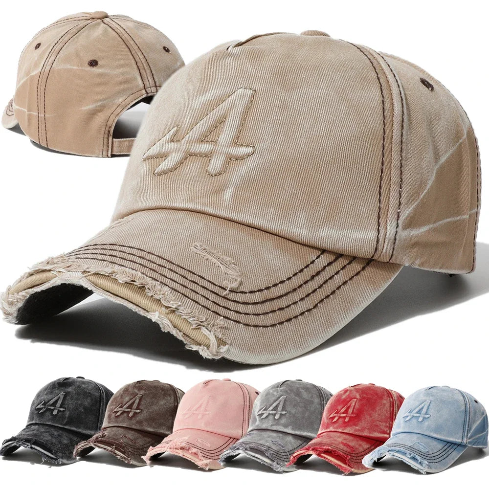 New Women Washed Cotton Cap Letter-A Embroidery Vintage Baseball Caps Female