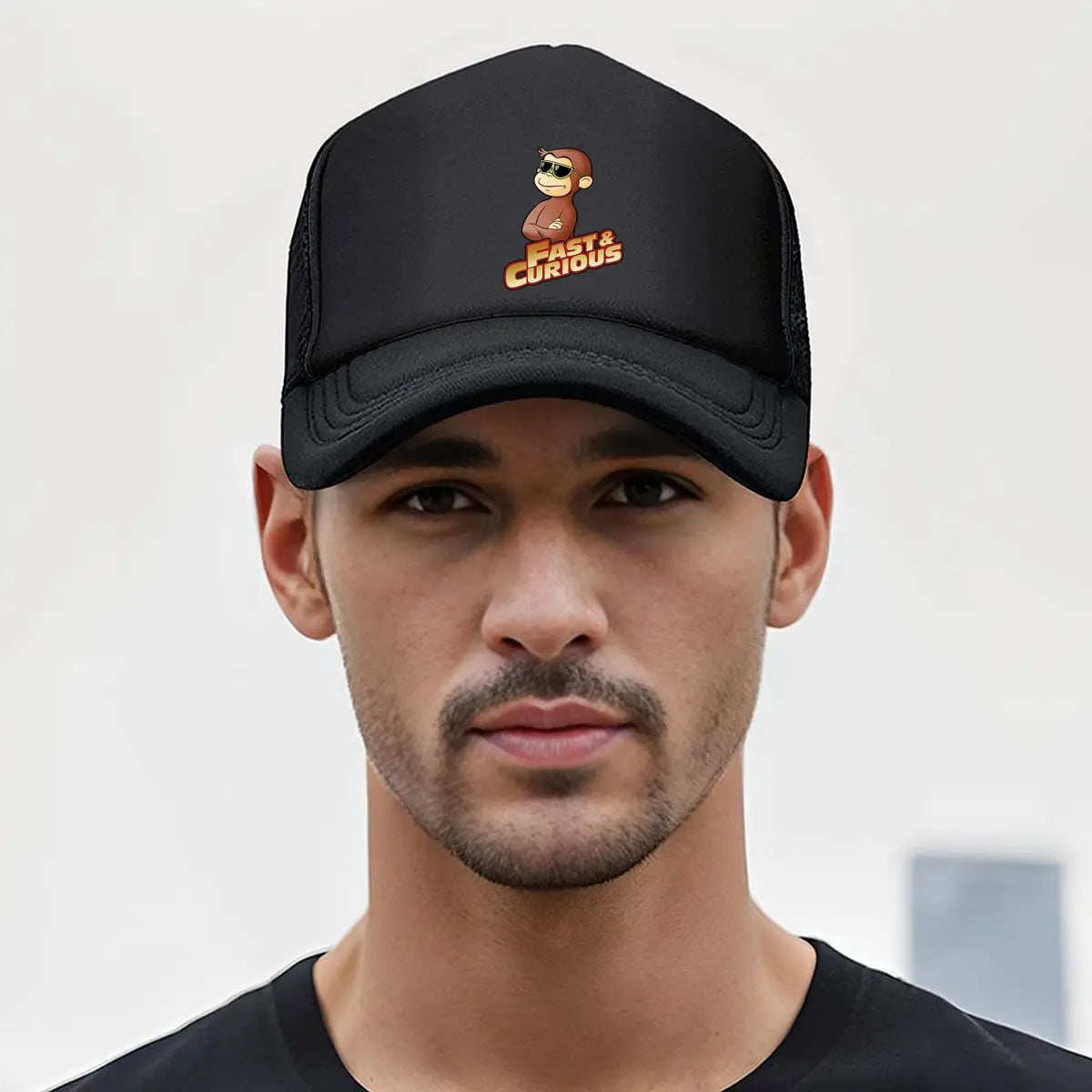 Fast Curious Playful - Inspired, Monkey Character Design Mesh Baseball Cap
