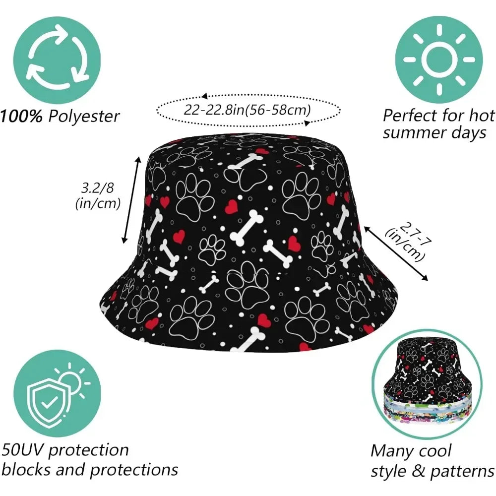 Dog Paw Fisherman Cap Hip Hop Gorras Summer Unisex Printing Bucket Hat