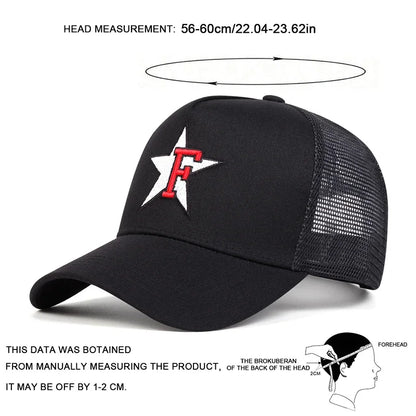 Unisex F Letter Pentagram Embroidery Baseball Caps