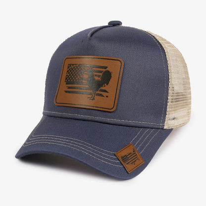 American Flag Peacock Leather Patch Baseball Cap