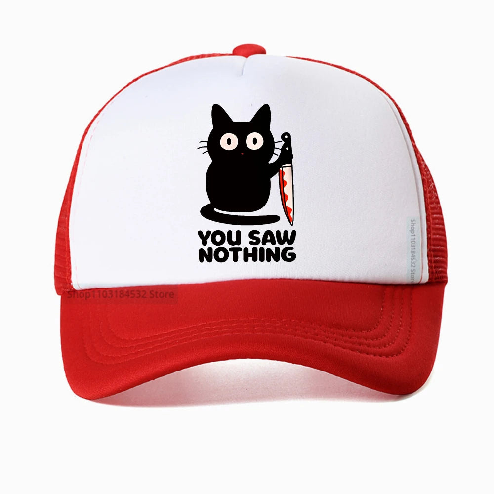 You Saw Nothing Black Cat Baseball Cap