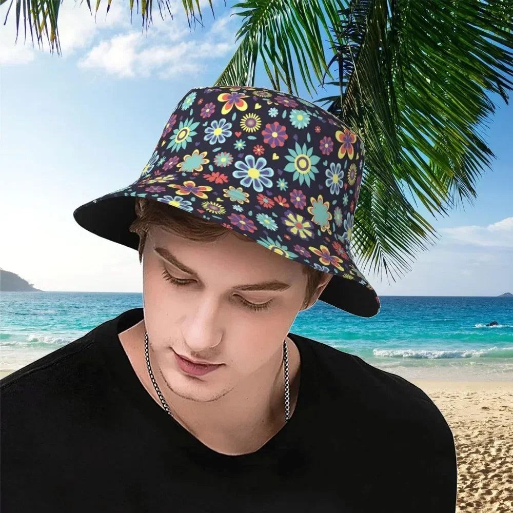Small Flowers Fisherman Cap Hip Hop Gorras Summer Unisex Printing Bucket Hat