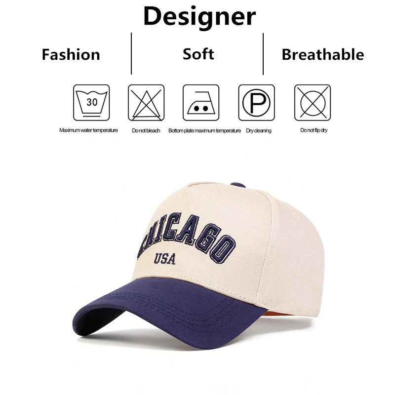 Unisex CHICAGO Letter Embroidery Baseball Caps Spring And Autumn