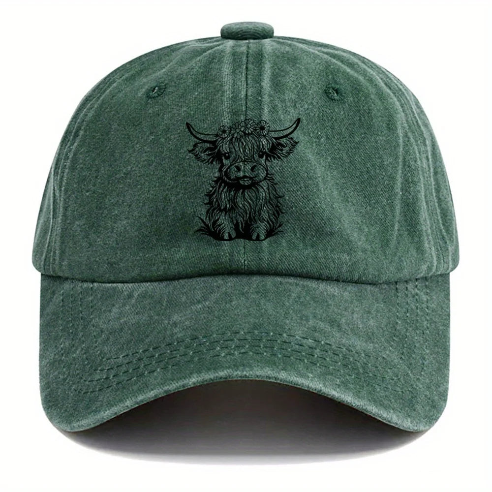 Pack Of Cartoon Calf Print Washed Vintage Soft Top Sunshade Baseball Caps