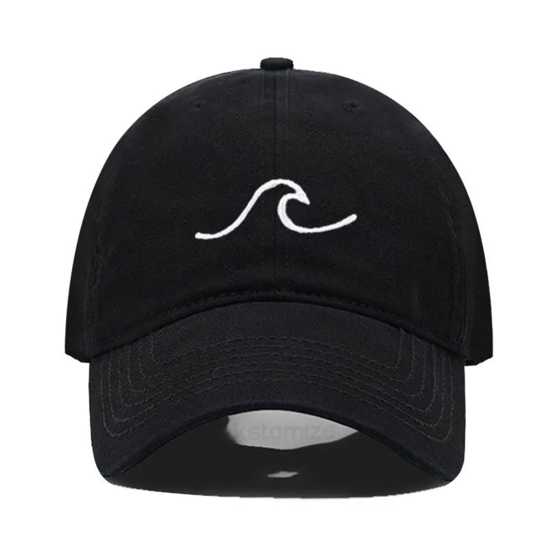 Men's Baseball Cap Women's Washed Cotton Waves Embroidery Embroidery Sport Golf Caps For Man
