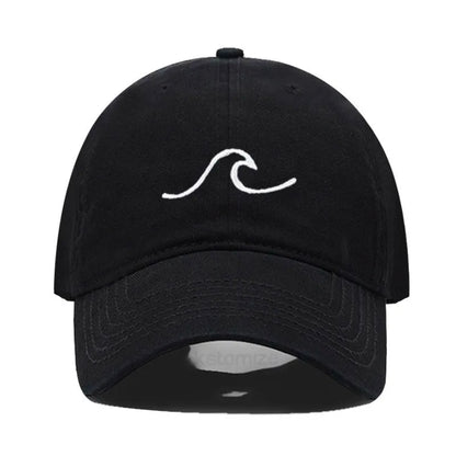 Men's Baseball Cap Women's Washed Cotton Waves Embroidery Embroidery Sport Golf Caps For Man