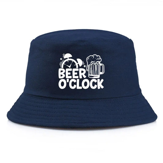 Beer O’Clock Print Bob Double-Sided Bucket Hat Casual Fashion Fisherman Cap