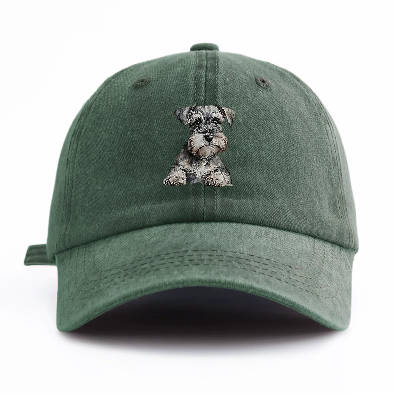 Schnauzer Print Washed Baseball Cap For Adults
