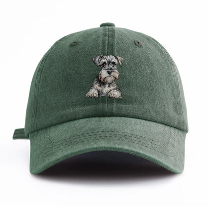 Schnauzer Print Washed Baseball Cap For Adults