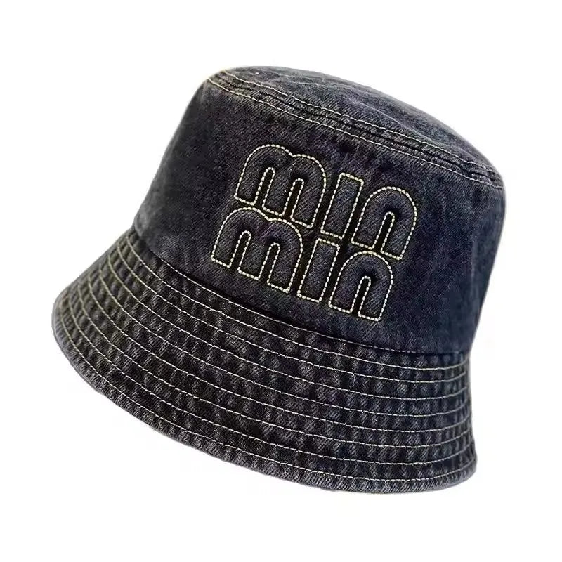 Spring Summer Strawberry Embroidery Denim Jeans Bucket Hat For Men Women