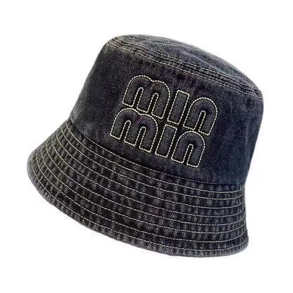 Spring Summer Strawberry Embroidery Denim Jeans Bucket Hat For Men Women
