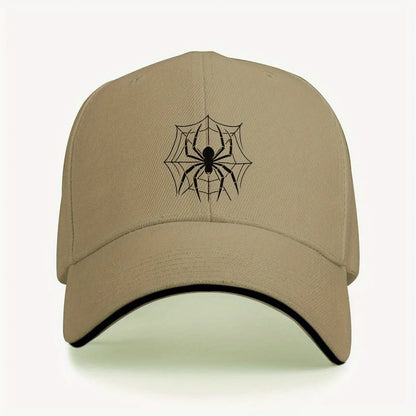 Spider Web Graphic Baseball Cap Black Polyester