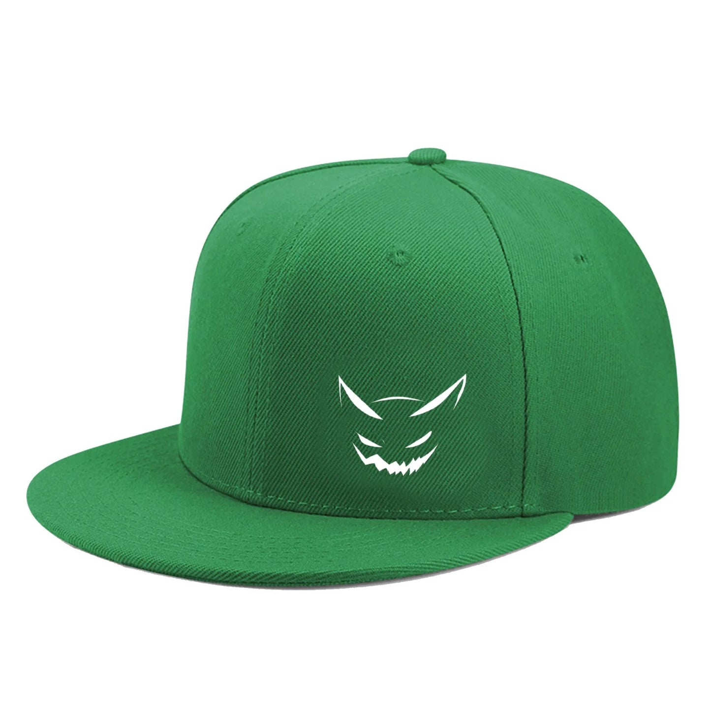 Cute Expression Printed Flat Brim Snapback Caps For Men And Women