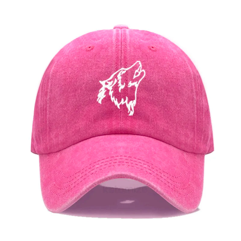 Wolf Embroidered Baseball Cap For Women Men