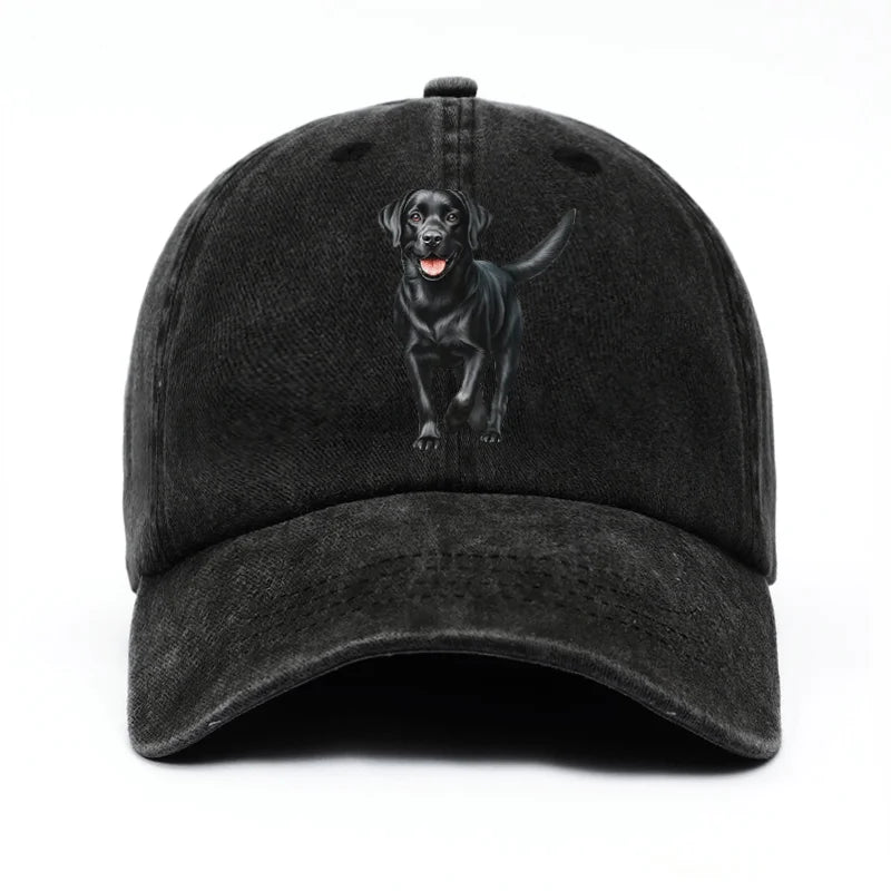 Black Labrador Print Baseball Cap For Both Men And Women