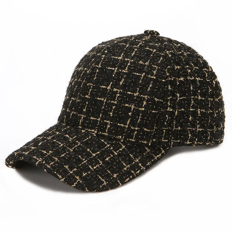Vibrant Golden Plaid Baseball Cap