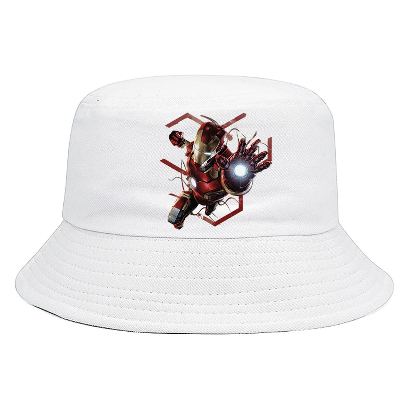 Marvel Iron Man Bucket Hat Casual Graphic Vintage Cartoon Beach Panama Hats