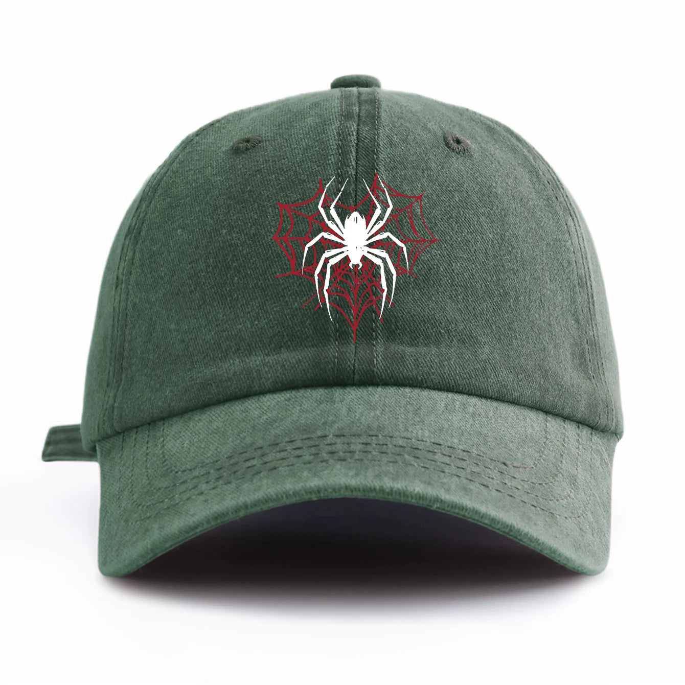 Spider Print Washed Baseball Cap For Adults
