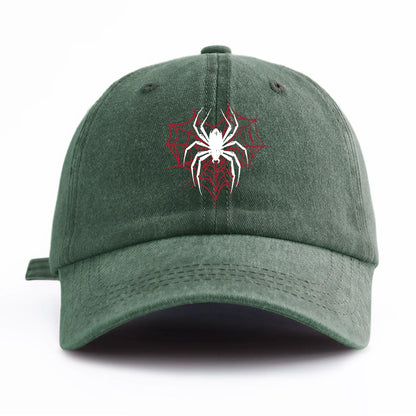 Spider Print Washed Baseball Cap For Adults