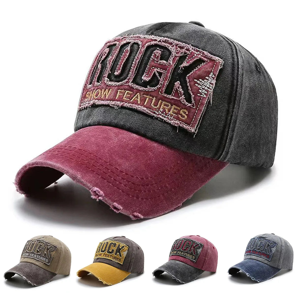 High Quality Letter ROCK Embroidery Cotton Baseball Cap