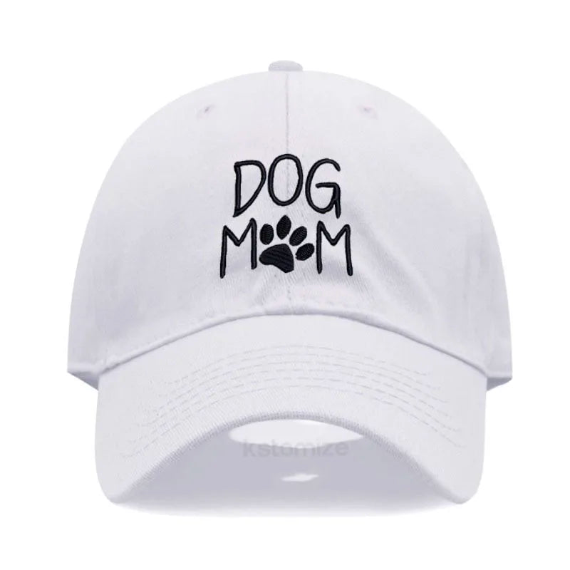 Vintage Washed Cotton DoG MOM Embroidery Baseball Cap For Men Women