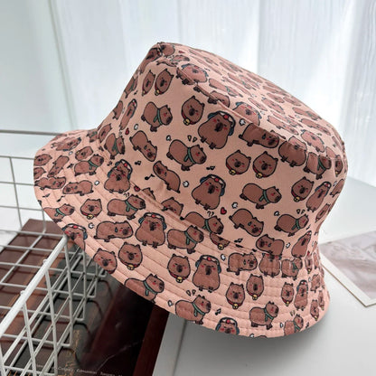 Cartoon Duck Bucket Hat Cool Cute Pattern Fisherman Hats Yellow Duck Printing Panama Cap For Men Women