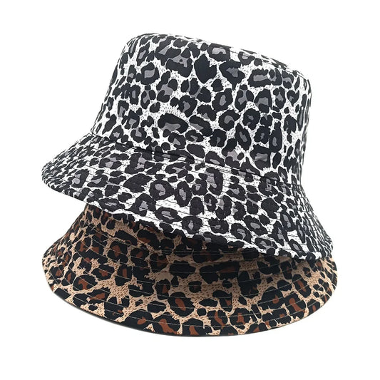 Outing Sun-Proof Hat Reversible Leopard Print Bucket Hat