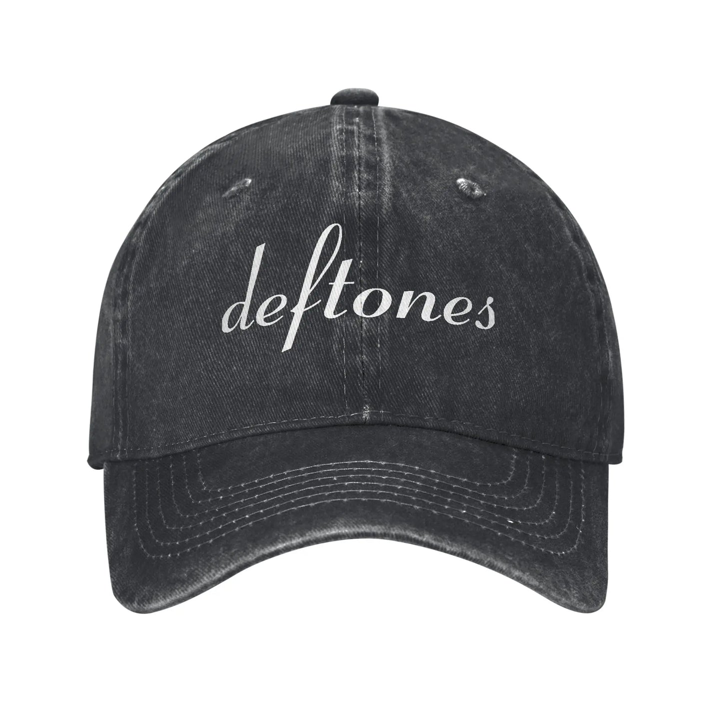 Retro Deftones Baseball Caps Unisex Style Distressed Cotton Snapback Cap White Pony