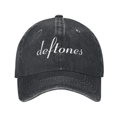 Retro Deftones Baseball Caps Unisex Style Distressed Cotton Snapback Cap White Pony