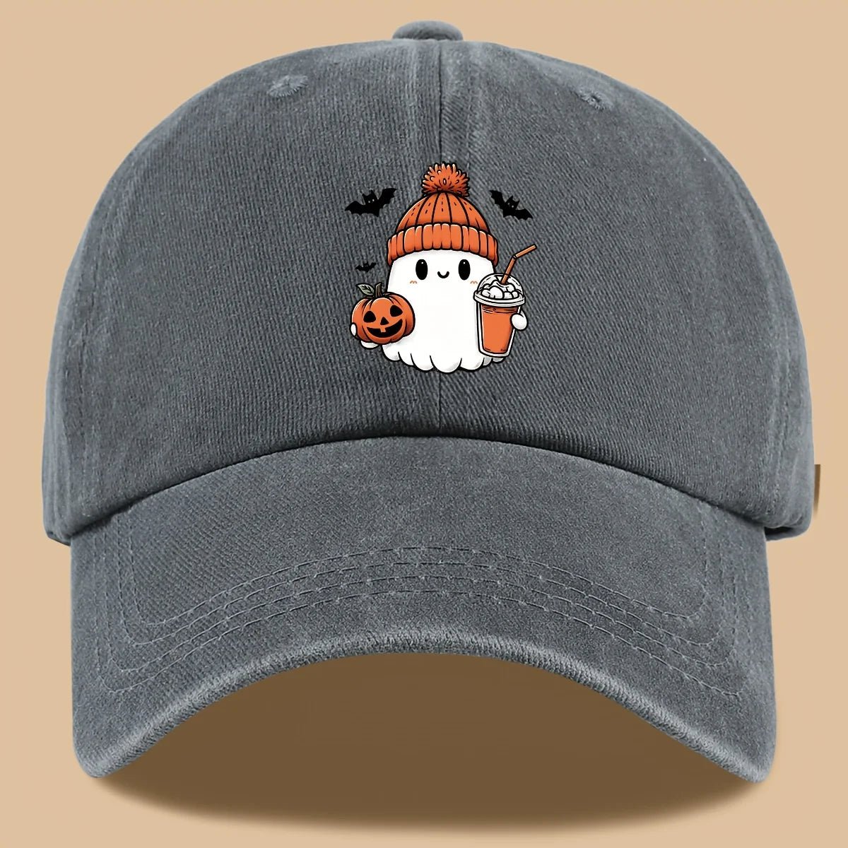 Baseball Cap Cute Ghost Pumpkin Milk Tea