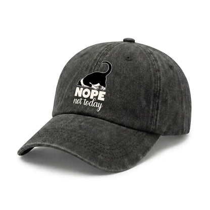 Nope Not Today Cat Graphic Vintage Washed Baseball Cap