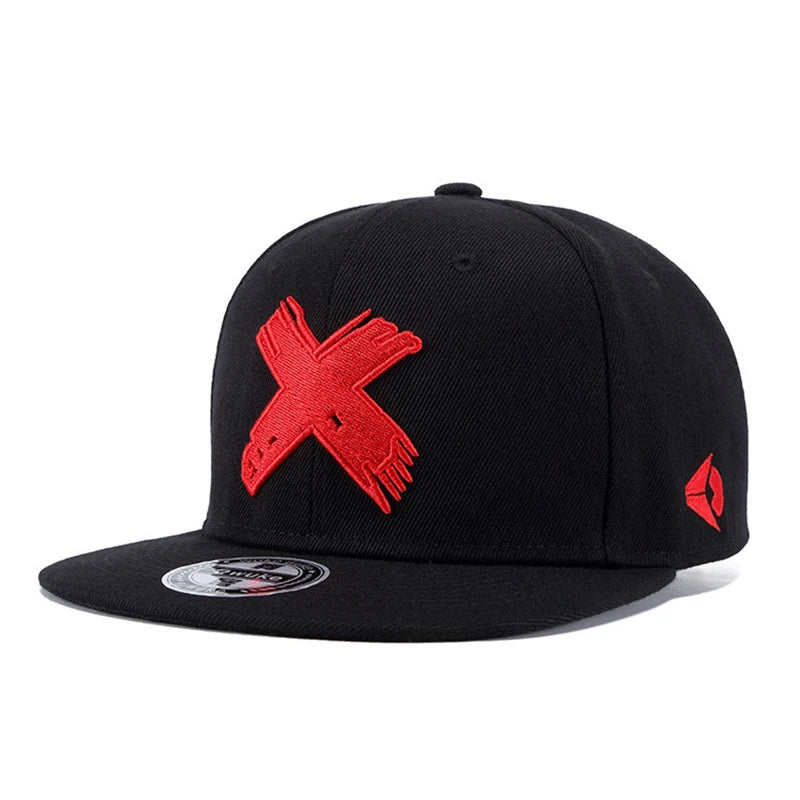 Letter X 3D Embroidered Flat-Brimmed Hat, Hip-Hop Street Dance Hat