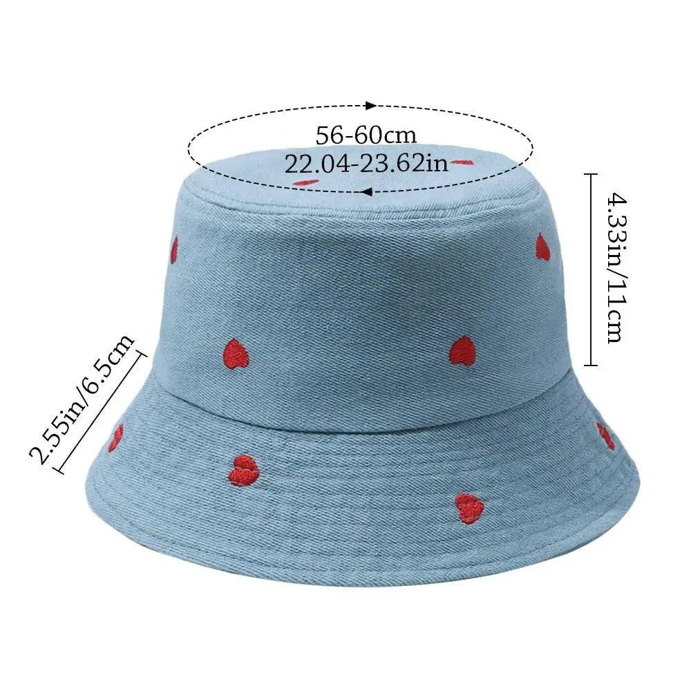Summer Denim Bucket Hat UV Protection Wide Brim Sun Cap Panama Hat