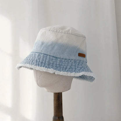 Cool Blue Cowboy Bucket Hat with String Men Denim Beach Sun Hat for Women